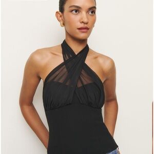 Reformation Black Halter Top